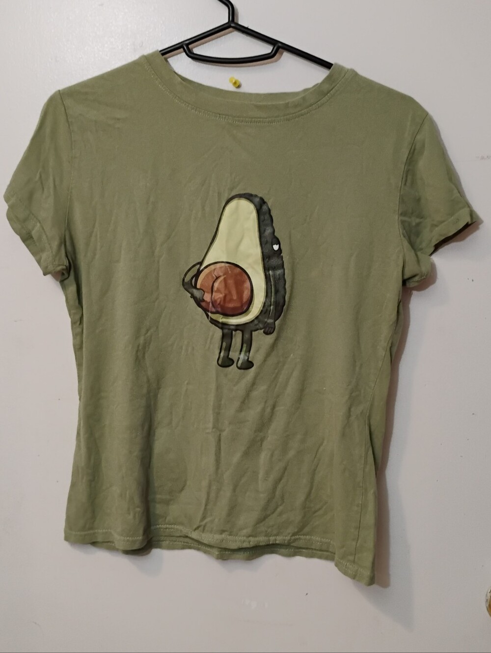 SHEIN Olive Green Avocado Graphic Short Sleeve Tee